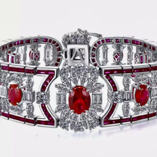 Great Gatsby Inspired LC Ruby And LC White Sapphire Red-Carpet Bracelet