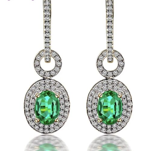 Natural Emerald And Diamond Earrings
