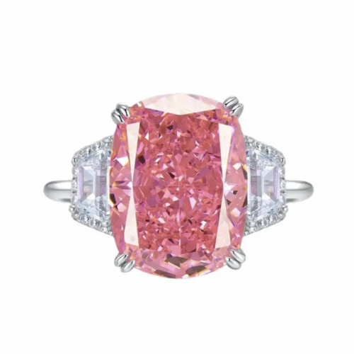 LC Pink Sapphire And LC White Sapphire Engagement Cocktail Ring