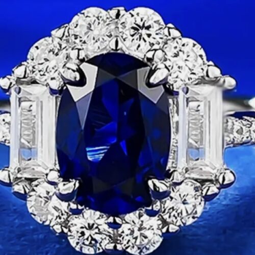 Royal LC Blue And White Sapphire Engagement Cocktail Ring
