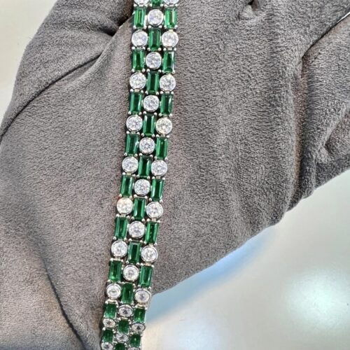 LC Baguette Emerald And LC White Sapphire Red Carpet Bracelet