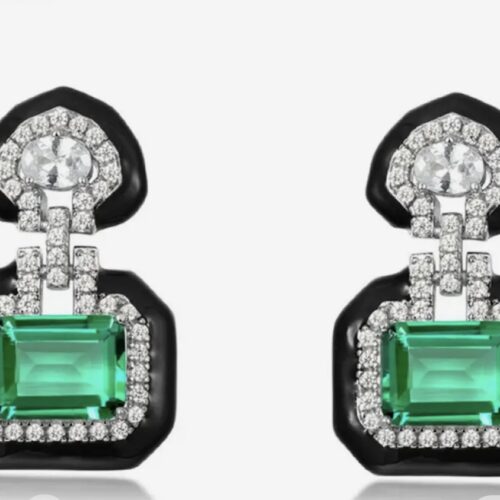Great Gatsby Inspired LC Emerald And LC White Sapphire Earrings