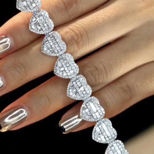 “Love- Infinity Bracelet” Diamonds Set In 18kt White Gold