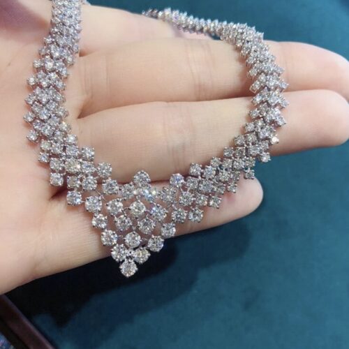 Dubai Inspired Natural Diamond Necklace In 18kt White Gold